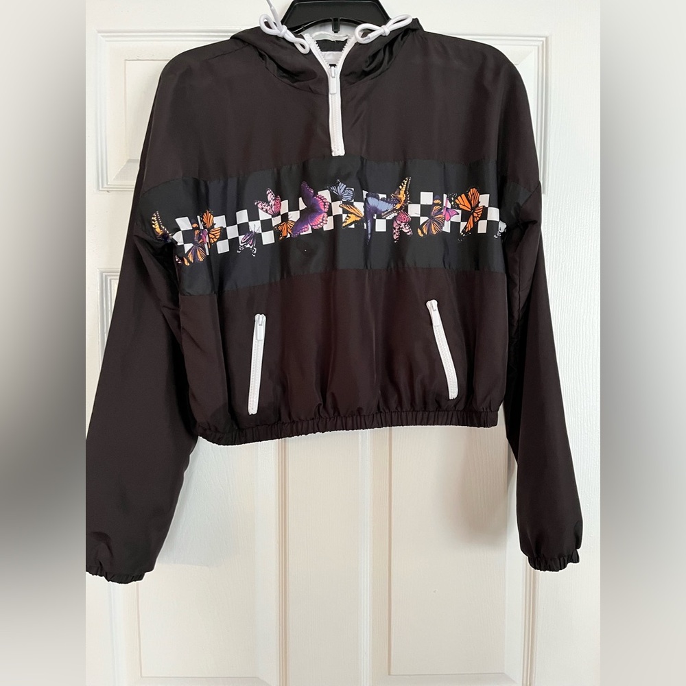 Women's Black Jacket with Butterfly Design